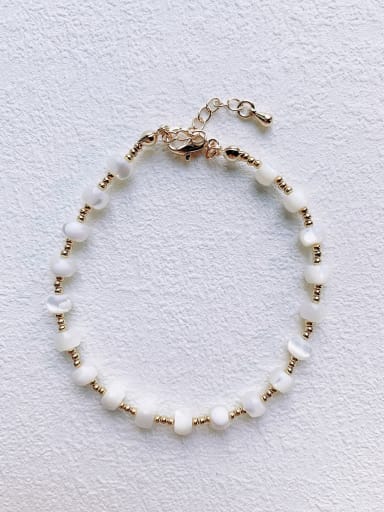 Brass Natural Shell Beads Handmade Beaded Bracelet