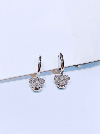 Platinum plating Brass Cubic Zirconia Mouse Vintage Huggie Earring