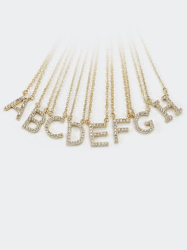 Brass Cubic Zirconia Letter Minimalist Necklace