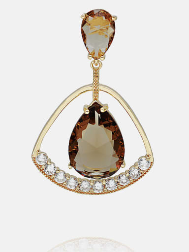 Brass Glass Stone Geometric Minimalist Drop Earring