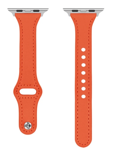 orange Leather Wristwatch Band For Apple Watch Series 1-7