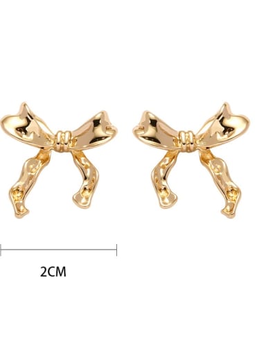 RE310508K,Gold color Brass Bowknot Earring