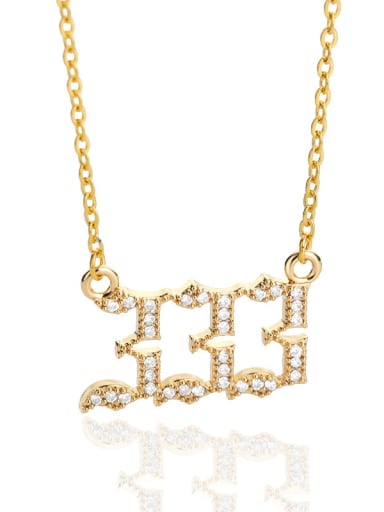 Gold Color , 333 Brass White Number Classic 111-999 Necklace