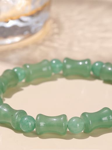 Natural Green Dongling Natural Ice Jade Elastic rope Trend Beaded Bracelet