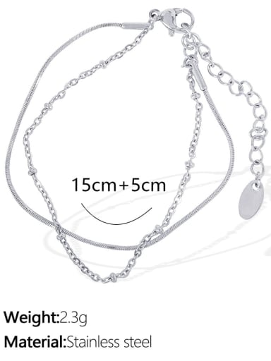 SL19 double-layer silver bracelet Titanium Steel Geometric Trend Strand Bracelet