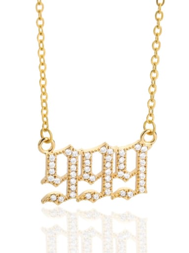 Brass White Number Classic 111-999 Necklace