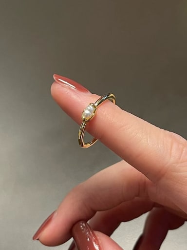 Alloy Freshwater Pearl Geometric Dainty Band Ring