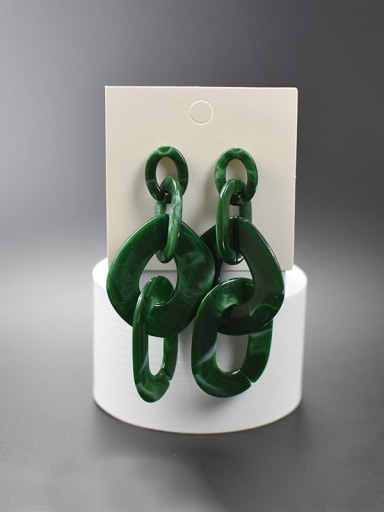 Mixed dual color green Zinc Alloy Acrylic Geometric Minimalist Drop Earring