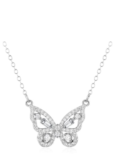 925 Sterling Silver Cubic Zirconia White butterfly Necklace