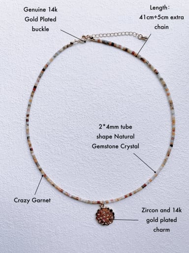 Color gemstone crystal+round Brass Gemstone Crystal Chain Multi Color Heart Bohemia handmade Beaded Necklace