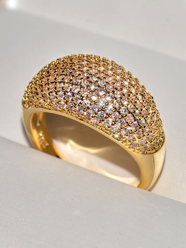 KYRA0588,Gold Color Brass Cubic Zirconia Geometric Luxury Ring