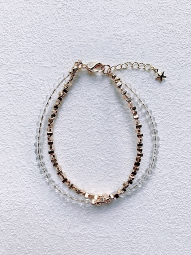 white Natural  Gemstone Crystal Beads Chain  Minimalist Handmade Beaded Bracelet