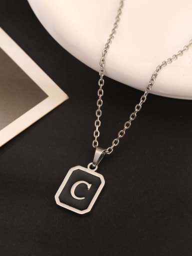 C Stainless steel Geometric Initials Necklace