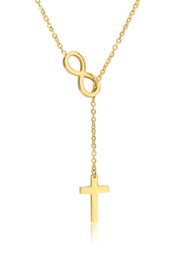 Stainless steel Dainty Lariat Cross Necklace