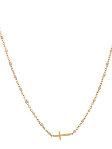 Pink Stainless steel Miyuki Millet Bead Geometric Bohemia Regligious Necklace