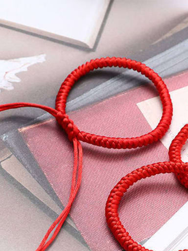 red,One Piece Red string Ethnic Adjustable Bracelet with two colors