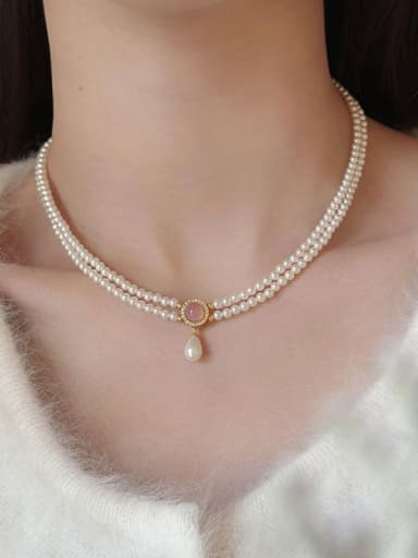 Pink Swarovski artificial pearl Necklace