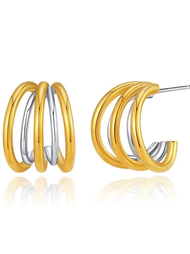 Brass Gold and silver trend 2023 tricolor Earring