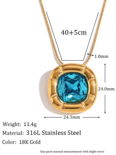 Necklace gold blue zirconium Stainless steel Cubic Zirconia Hip Hop Geometric Earring and Necklace Set