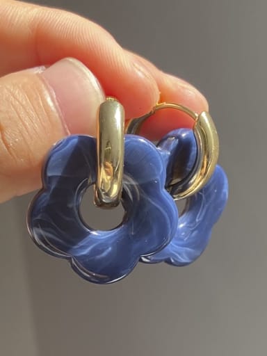 Brass Resin Flower Drop Earring With 10 Colors