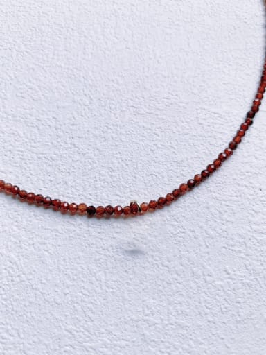 Red Garnet Chain N-DIY-010 Red Garnet  Chain Multi Color Pentagram Pendant  Minimalist Handmade Beaded Necklace