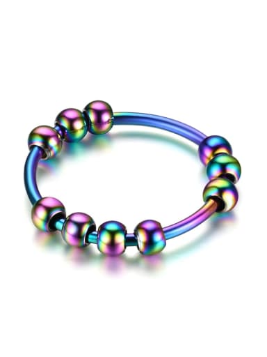 10 round beads in seven colors Stainless steel Geometric Trend Band Ring
