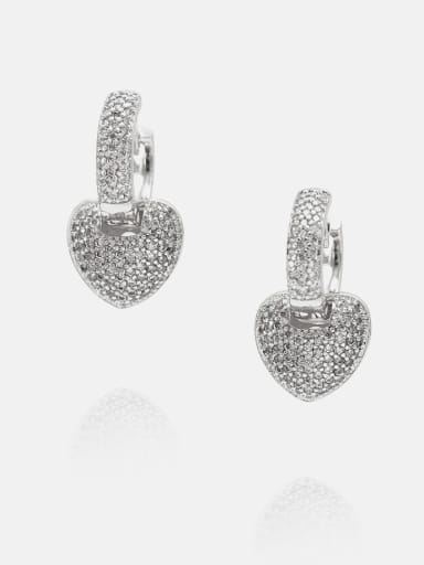 Brass Cubic Zirconia Heart Cute Drop Earring