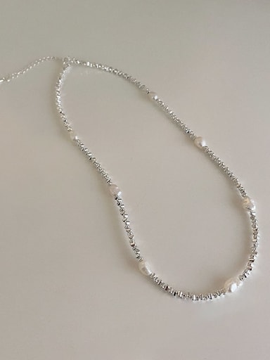 HematiteFreshwater Pearl Geometric Dainty Beaded Necklace
