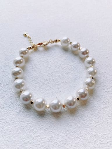 Brass Natural Shell Beads  Handmade Beaded Bracelet