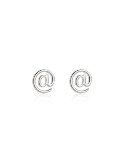 Platinum 925 Sterling Silver Letter Minimalist Stud Earring