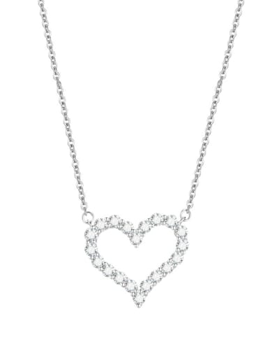 Heart 925 Sterling Silver Cubic Zirconia White Earring and Necklace Set