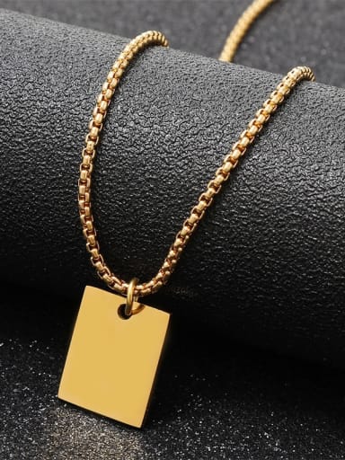 60cm Length, Gold Color Titanium Steel Rectangle Necklace With two colors