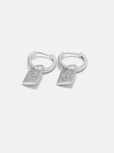 Brass Cubic Zirconia Locket Minimalist Huggie Earring