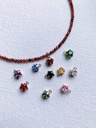 N-DIY-010 Red Garnet  Chain Multi Color Pentagram Pendant  Minimalist Handmade Beaded Necklace