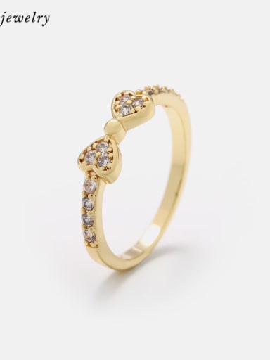 Brass Cubic Zirconia Bowknot Cute Band Ring