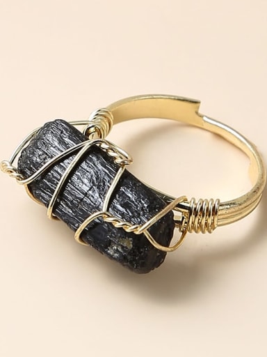 Brass Crystal Geometric Minimalist Band Ring