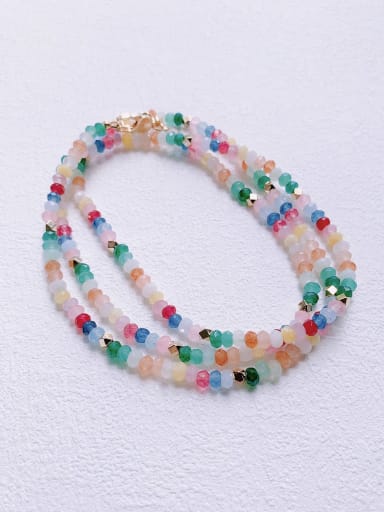 N-STMT-0015 Natural Gemstone Crystal Beads Double Layer Handmade Beaded Necklace