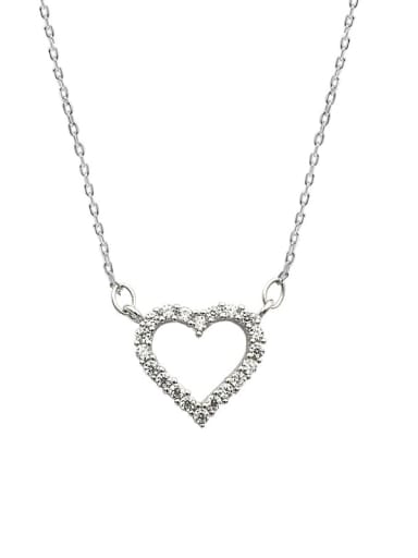 925 Sterling Silver Heart High Carbon CZ stone Necklace