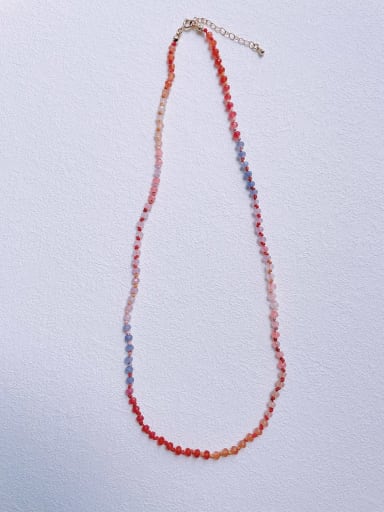 N-STLN-0001 Natural  Gemstone Crystal  Multi Color  Bead Chain Minimalist Handmade Beaded Necklace