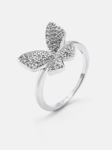Brass Cubic Zirconia Butterfly Cute Band Ring
