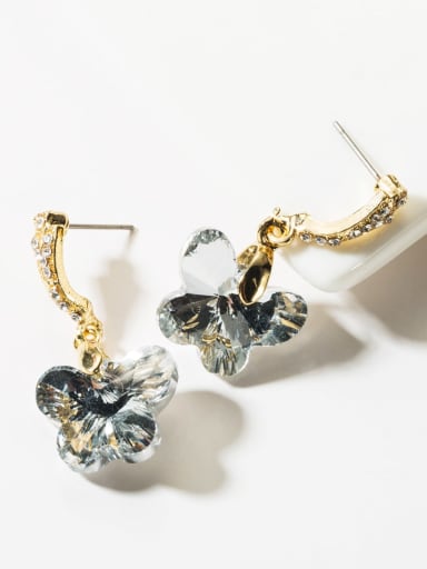 Alloy Glass Bead Drop 3.6cm * 1.8cm butterfly Earring