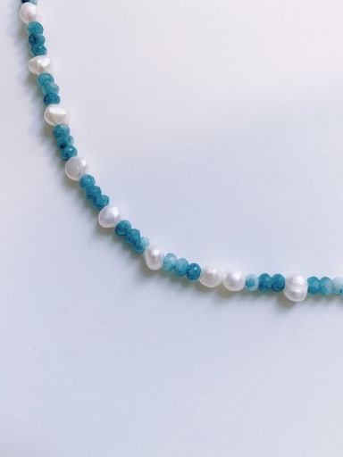 N-STPE-0001 Natural  Gemstone Crystal Beads Chain Irregular  Freshwater Pearls Handmade Beaded Necklace