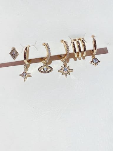 Brass Rhinestone Star Cute Huggie Earring