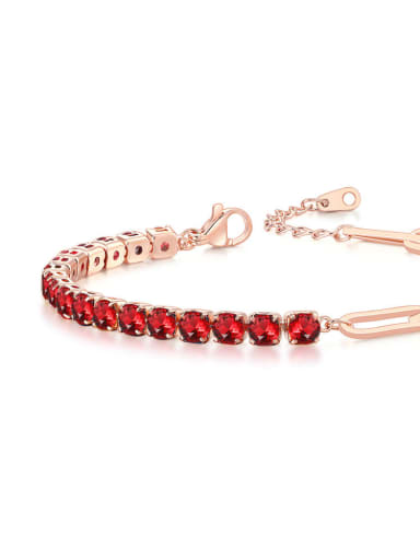 4mm Rose Rutile Brass Cubic Zirconia Geometric Dainty Bracelet