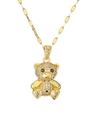 CN001649YH Brass Bear Necklace with steel chain
