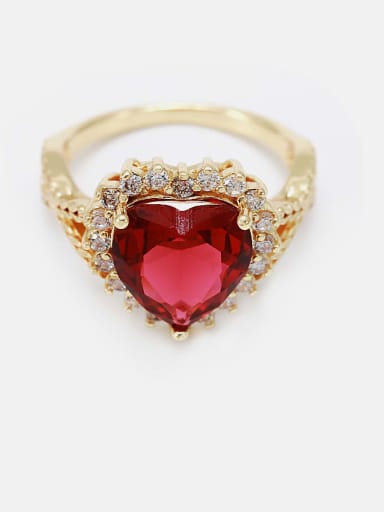 Brass Cubic Zirconia Heart Minimalist Band Ring