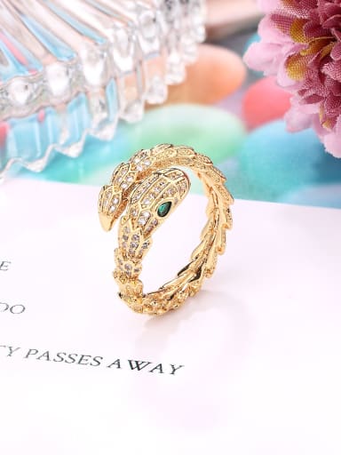 R1006001, Style 1 Brass Cubic Zirconia Snake Ring