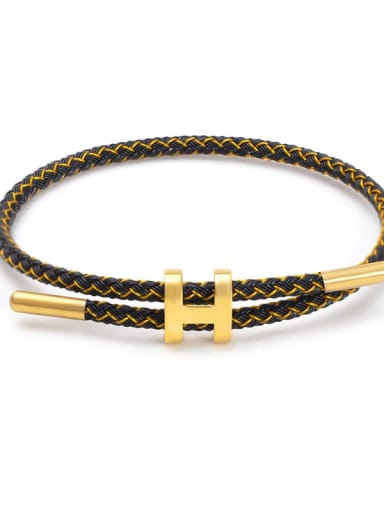 Black  And  gold wire Titanium Steel Adjustable Bracelet