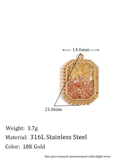 Octagonal   bead pendant  golden Stainless steel 18K Gold Plated Cubic Zirconia Geometric Charm