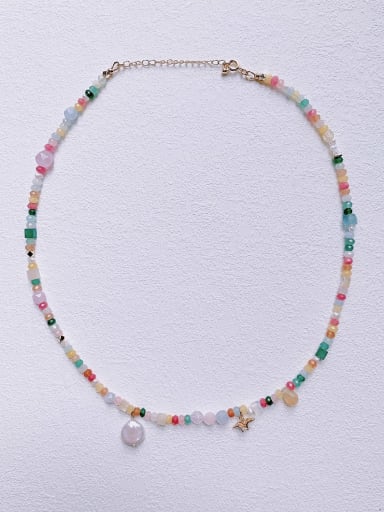 N-MIX-0008 Natural  Gemstone Crystal  Multi Color  Bead Handmade  Beaded Necklace